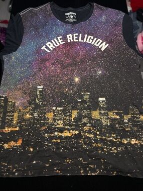 True Religion Kids Galaxy City Tee - Black, Purple & Gold